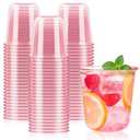Jycnolm 50 Pcs Pink Plastic Cups, 12 Oz Disposable Stemless Wine Glasses Cocktail Pink Party Cups for Meeting, Wedding, Christmas, Holiday Party