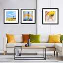 THREELOVE Black 16x16 Frame with 12x12 Mat Opening Picture Frame -3 PCS