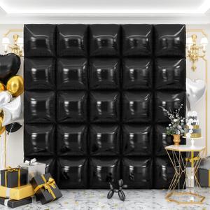 Black Square Foil Balloons Wall Backdrop 20Pcs Double Sided Black Balloon Tunnel Arch Kit For Birthday New Year Baby Shower Party Decorations