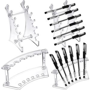 Teling 4 Pieces Pen Display Stand Acrylic pen Holder Clear Pen Stand Rack Organizer Nail Brush Holder Stand for Make Up Brush
