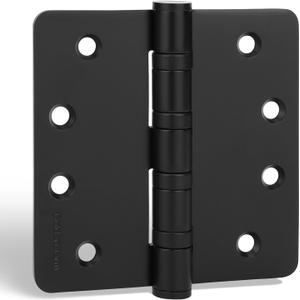 Goldenwarm 3 Pack 4'' Black Ball Bearing Door Hinges Heavy Duty Stainless Steel Hinges for Interior & Exterior Doors, 1/4'' Radius Corners