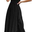 Women's Formal Evening Gown Elegant Long Prom Dress Summer Wedding Guest Party Cocktail Bridesmaid Maxi Dress (Black, L)