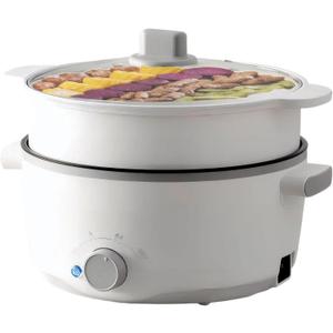 Hot Pot Electric with Steamer, 3L Ramen Cooker, Portable Cooker, Non-Stick Frying Pan, Saut Pan (Hot Pot + Steamer) (Hot Pot + Steamer)