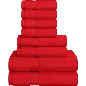 Towel and Linen Mart Burgundy Towel Sets, 2 Bath Towels 2 Hand Towels and 4 Washcloths 2 Ply Low Twist 600 GSM Ring Spun Highly Absorbent for Bathroom Hotel Shower Towel (8 Pack)