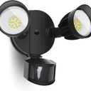 UME LED Security Light Motion Sensor Outdoor Lights, 27W 3000LM, 5000K, IP65 Waterproof, Dusk to Dawn, 2 Head Motion Detector Flood Light for Outside, Garage, Yard (Black)