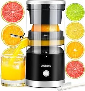 Electric Citrus Juicer Rechargeable - Electric Juicer Machines with USB and Cleaning Brush Portable Compact Juicer for Orange, Lemon, Limes (Black)