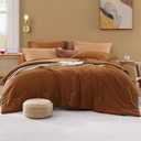 WRENSONGE Queen Comforter Set- 7 Pieces Terracotta Bed in a Bag Queen with Fitted Sheet, Flat Sheet, 2 Shams, and 2 Pillowcases- Warm Bedding Sets for All Season, Color: Terracotta