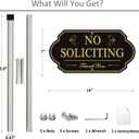 Heavy Duty No Soliciting Sign for House - All Metal Construction No Soliciting Yard Sign - 14" x 7" - Aluminum - with 28" Stake (Gold)