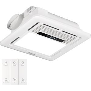 4-in-1 Bathroom Exhaust Fan with Dual-Mode Heater and LED Light, 110 CFM Quiet Ceiling Vent Fan, 1300W Heating Power, 1.0 Sone Ultra Silent Bath Fan with Light, Ventilation, and Remote Control