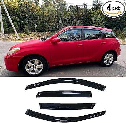 Side Window Wind Deflector fit for 2003-2008 Toyota Matrix E130 / Pontiac Vibe,4pcs Outside Mount Style Sun Rain Guards Set,Dark Smoke Nice Window Visor 94455