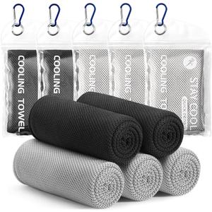 Cooling Towels - 5 Pack Gym Towels, Gym Towels for Working Out, Yoga Towel, Quick Dry Towel for Running, Camping, Fitness & More Activities (Black/Black/Grey/Grey/Grey)