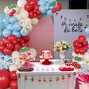 CROSSFINGERS Cherry Red and Blue Balloon Garland Arch Kit,150pcs Bow Light Mist Blue Red White Balloons Arch Kit for Cherry Birthday Baby Shower Wedding Galentine's Bridal Shower Party Decorations