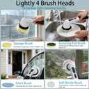 Electric Spin Scrubber Cordless Power Cleaning Brush with 8 Brush Heads Extendable Handle 3 Adjustable Size 2 Speeds IPX7 Waterproof for Bathroom and Kitchen