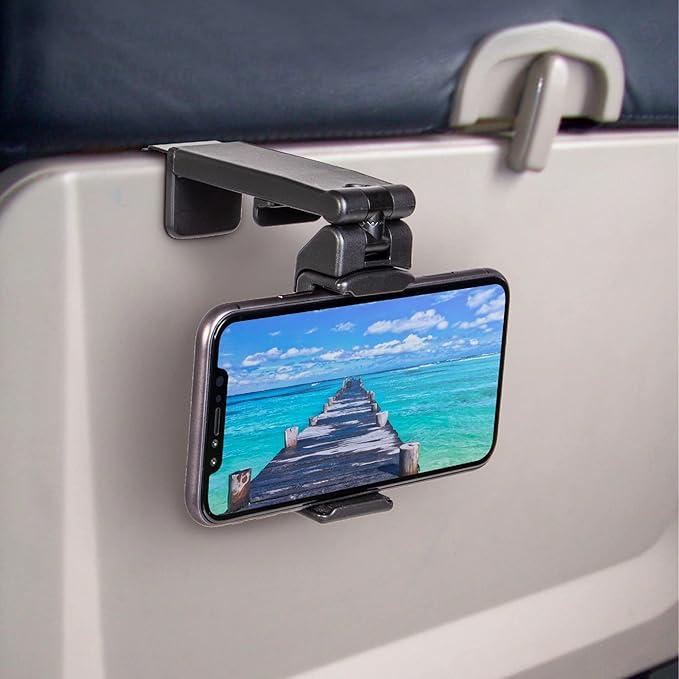 Universal in Flight Airplane Phone Holder Mount. Hands Free Viewing with Multi-Directional Dual 360 Degree Rotation. Pocket Size Must Have Airplane Travel Essential Accessory for Flying 2 PACK