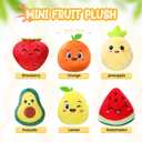 Aoriher 6 Pcs Cute Fruit Plush Toys Bulk Colorful Stuffed Fruits Soft Small Doll Avocado Strawberry Orange Pineapple Stuffed Gifts for Classroom Prizes Birthday Party Favors