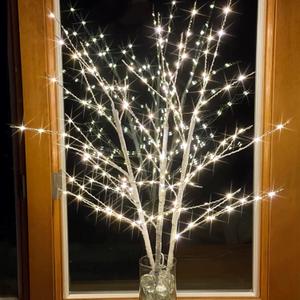 Bexdir Lighted Birch White Tree Branches 33IN 180LED with Timer Plug in, Artificial Tree White Birch Twig for Christmas Home Decor Party Wedding Bedroom