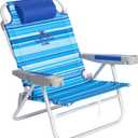 SUNNYFEEL Extra Wide 28" Low Beach Chair 5 Position Lay Flat, XL Oversized Portable Folding Camping Chairs with Cup Holder for Outdoor/Trip, Lightweight Foldable Backpack Beach Chair for Adults, X-Large