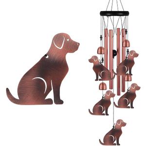 Dog Wind Chimes for Garden, Gifts for Mom, Home, Balconies, Rooms, Patio, Indoor, Outdoor Dog Decoration, Aluminum Dogs Chimes, Dog Wind Catcher, Red Copper Dogs Wind Bells, Dogs Wind Chimes Decor