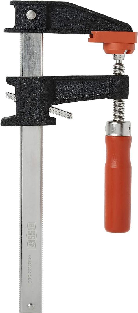 Bessey Clutch Style Bar Clamps - 6 In 600 lb - GSCC2.506 - Woodworking Clamps with Ergonomic Handle, Non-Marring Pads, Durable Cast-Iron Jaws & Serrated Rail for Carpentry & Cabinetry
