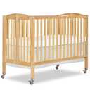 Dream On Me Full-Size 2-in-1 Folding Baby Crib in Natural, GreenGuard Gold & BSA, Portable, Patented Quick Folding System, Strong Wheels, 2 Adjustable Mattress Heights