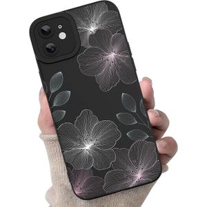 for iPhone 12 Case, Cute Floral Flower Pattern Print Design Soft TPU Full Camera Lens Anti-Drop Anti-Scratch Shockproof Protective Slim Phone Cover for Women Girls - Colorful