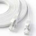 Elecan CAT 6E Cat 7 Ethernet Cable 20 Ft White, High-Speed Triple Shielded Internet Network Cable, S/FTP, POE, 26AWG 10Gbps Long CAT6A RJ45 LAN Cable Cord, Flexible &Durable for Outdoor &Indoor +Ties