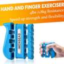 Grip Strength Trainer 7 Pack Adjustable, Finger Stretcher Resistance Extensor Bands, Finger Exerciser, Hand Gripper Strength Ring & Stress Ball (Blue)