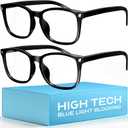 livho High Tech Blue Light Glasses - Advanced 99% Blue Light Blocking Computer Glasses - Anti Eyestrain & UV Glare Protection (*B11 Light Black X 2)