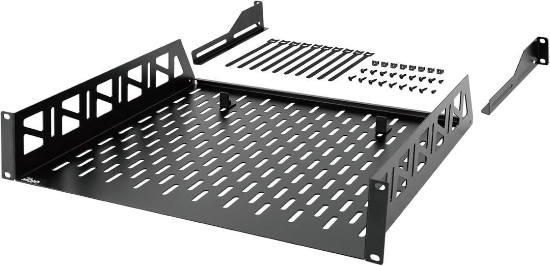 Tecmojo 2U Rack Shelf,19 inch Server Rack Shelf 16 inch Depth,Weight Capacity 110Lbs/50kg,Rack Mount Shelf for 19" Network Racks & Cabinets,with Complete Accessories