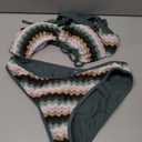 ZAFUL Women High Cut Bikini Sets String Sexy Swimsuit Two Piece Underwire Bathing Suit Brazilian Cheeky Cut Out Cute Swimwear (Medium, Green White)