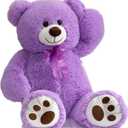 HollyHOME Teddy Bear Stuffed Animal Plush Giant Teddy Bears with Footprints Big Bear 36 inch Purple