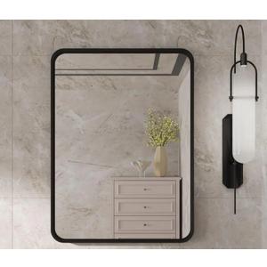 Black Framed Mirror for Bathroom Vanity,Wall Mounted Bathroom Mirrors for Over Sink,12x16in Brushed Rectangle Bedroom Mirror,Modern Decorative for Restroom,Farmhouse,Horizontally or Vertically Hanging