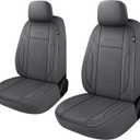CAROMOP Premium PU Leather Car Seat Covers 2 Front Set,Waterproof Stain-Resistant Seat Covers for Cars, Universal Car Interior Covers Seat Protectors for Sedans SUVs Pick-up Trucks(Gray)