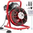 VEVOR Drain Cleaner Machine 75FT x 1/2 Inch, Sewer Snake Auger Manual Feed, 370W Electric Drain Cleaning Machine with 4 Cutters & Air-activated Foot Switch for 2" to 4" Pipes