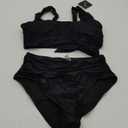ZAFUL High Waisted Bikini Sets for Women Swim Suits 2025 Tummy Control Ruched Bikini Two Piece Bathing Suit Swimwear (Medium, Black)