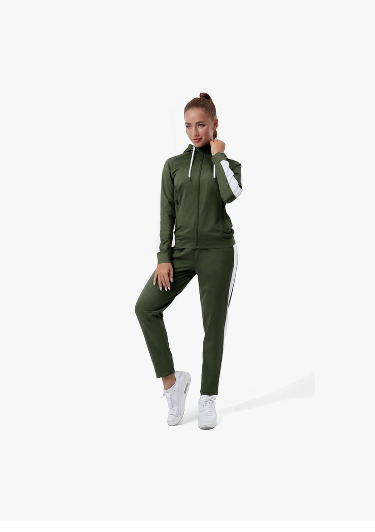 TEZO Womens Full Zip-Up Hoodie Tracksuit Set Long Sleeve Casual Jogging Suits Workout Gym 2 Piece Outfits with Pockets, Size XL