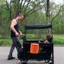 Stroller Wagon with Adjustable Handle Includes Canopy & Organizer, Foldable and Convenient for Storage (Black)