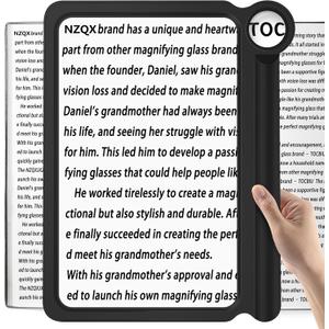 6X 30X Large Magnifying Glass, Handheld Magnifying Glass for Reading, Magnifier Sheet Full Book Page Viewing Area, Lightweight Perfect Magnifiers for Reading Small Prints and Low Vision Seniors