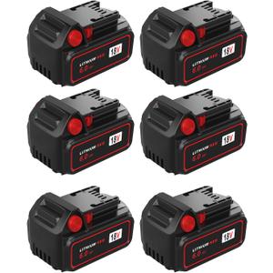 6-Pack 18V 6.0Ah Battery Replacement for Milwaukee m18 Battery, Compatible with m18 Milwaukee Battery Chargers and More Cordless Power Tools