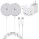 Magnetic Wireless Charger for iPhone 16, 2 Pack 15W 6FT Fast Apple Mag-Safe Charger, with USB C Apple Fast Charging Block Adapter for iPhone 16/16 Pro/Pro Max/15/14/13/12 Series, AirPods 3/2/Pro/Pro 2 (White)