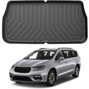 Mixsuper Custom Fit Cargo Liner for Chrysler Pacifica 2017-2025/Voyager 2020-2025, Behind The 3rd Row, All Weather Rear Cargo Mat Trunk Liner Black