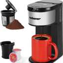 Ranbomer K Cup Coffee Maker, Single Serve coffee machine or Ground Coffee Machine 2 in 1, 6 to 14 Oz Brew Sizes, Mini One Cup Coffee Maker with Self cleaning Function.