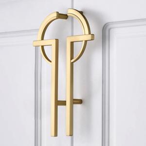 Mcredy Cabinet Pulls Half Moon Drawer Pulls Semi Circle Gold Brushed Zinc Alloy Handle Pulls with Screws 5.04" Mounting Hole Distance, 2 Sets