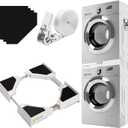 Universal Washer Dryer Stacking Kit, 21/22/23/24/25/26/27 Inch Washer and Dryer Stackable, Adjustable Stacking Kit for Dryer Machine and Washing, Connecting Frame with Ratchet Strap
