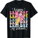 Happy Last Day of School Coquette Bow School Graduation Girl T-Shirt 3 Years