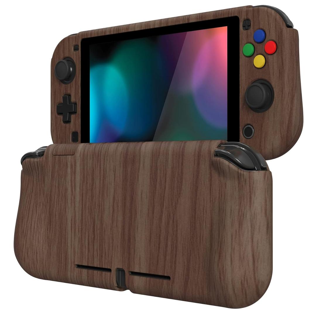 PlayVital ZealProtect Protective Case for Nintendo Switch Lite, Hard Shell Ergonomic Grip Cover for Nintendo Switch Lite w/Screen Protector & Thumb Grip Caps & Button Caps - Wood Grain