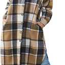 PUWEI Women's Casual Lapel Button Down Long Plaid Shirt Coat Tartan Shacket Jacket