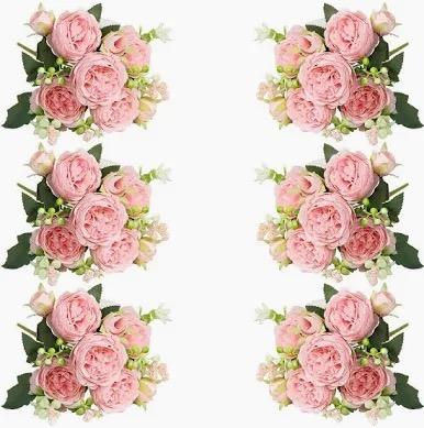 8 PCS Pink Flowers Artificial, Simulated Flowers Blossoms, Plastic Fake Plants for Decoration, Wedding, Nursery Wall