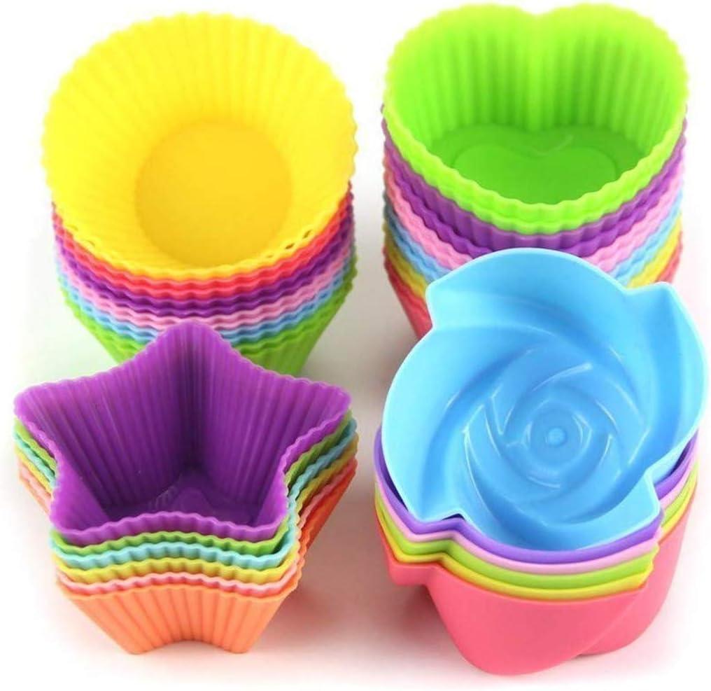 Ulalaza 24PCS Silicone Baking Cups Nonstick Cupcake Donuts Muffin Molds Pastry Liners Kitchen Supplies (Style 5)