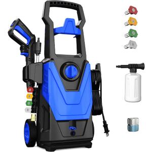 Electric Pressure Washer - 5000PSI Max 3.4GPM Power Washer Electric Powered with 20FT Hose, 4 Nozzles, Foam Cannon, Power Washer for Cars, Patios, Driveways